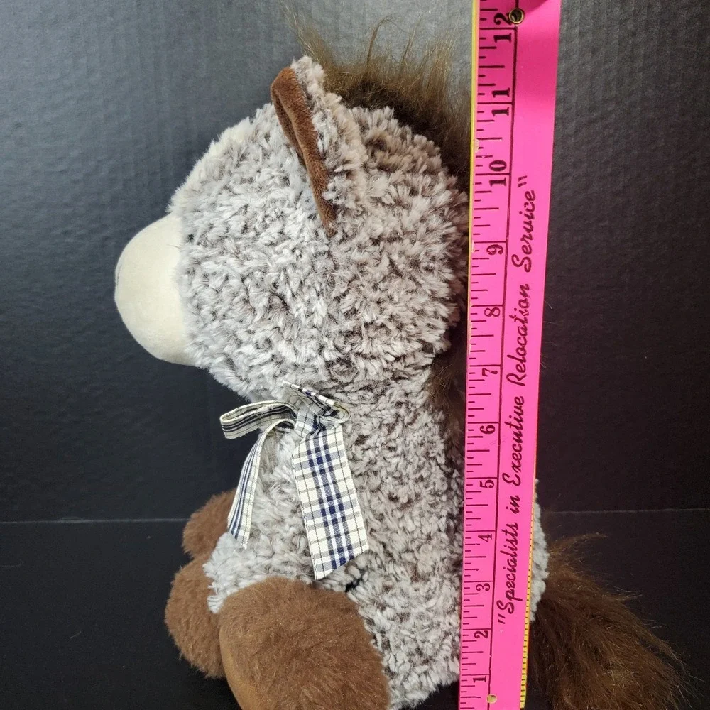 Walmart Sitting Horse Plush Brown Frosted Plaid Bow 12
